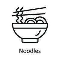 nouilles vecteur contour icône conception illustration. nourriture et les boissons symbole sur blanc Contexte eps dix fichier