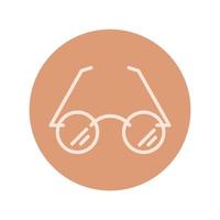 icône de bloc et de ligne à la mode de lunettes hipster vecteur