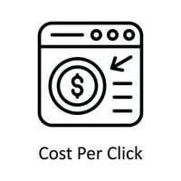 Coût par Cliquez sur vecteur contour icône conception illustration. en ligne diffusion symbole sur blanc Contexte eps dix fichier