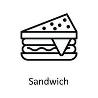 sandwich vecteur contour icône conception illustration. nourriture et les boissons symbole sur blanc Contexte eps dix fichier