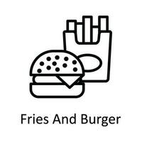 frites et Burger vecteur contour icône conception illustration. nourriture et les boissons symbole sur blanc Contexte eps dix fichier