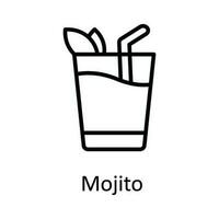 Mojito vecteur contour icône conception illustration. nourriture et les boissons symbole sur blanc Contexte eps dix fichier