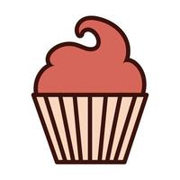 icône de ligne et de remplissage de cupcake sucré vecteur
