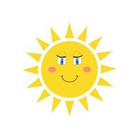 mignonne dessin animé souriant Soleil isolé sur une blanc Contexte vecteur