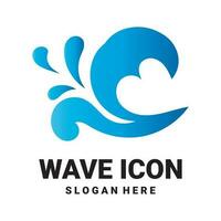 mer vagues icône logo conception vecteur