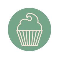 icône de bloc et de ligne de cupcake sucré