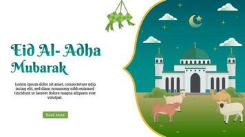 eid Al adha paysage bannière en forme pour islamique un événement vecteur