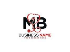 minimal battement de coeur mb médecin logo, Créatif médical mb logo lettre conception vecteur