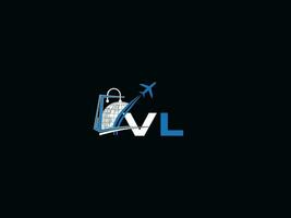 Facile air vl Voyage logo icône, initiale global vl logo pour Voyage agence vecteur