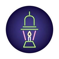 lampe avec icône de style bougie néon vecteur