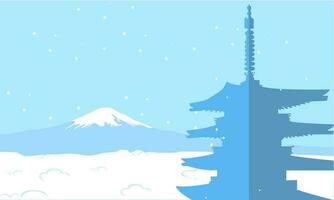 Fuji Japon hiver alncdscape conception vecteur