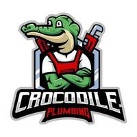 crocodile plomberie dessin animé mascotte logo conception illustration vecteur