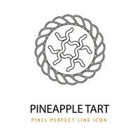 ananas Tarte asiatique Pâtisserie vecteur ligne art png svg icône illustration coloration page