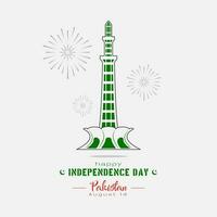 content Pakistan indépendance journée salutations avec Pakistan la tour et feux d'artifice vecteur