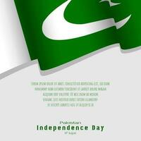 content Pakistan indépendance journée affiche avec agitant pakistanais drapeau vecteur