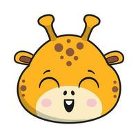 girafe sourire visage autocollant émoticône tête isolé vecteur