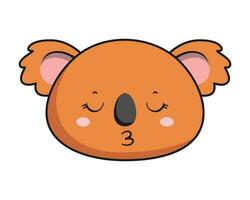 koala embrasser visage marron koala stiker kawaii isolé vecteur