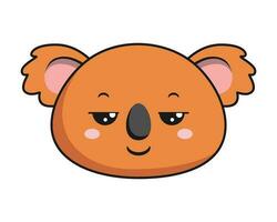 koala pensif visage marron koala stiker kawaii isolé vecteur