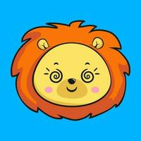 Lion étourdi visage tête kawaii autocollant vecteur