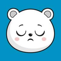polaire ours triste déçu visage tête kawaii autocollant isolé vecteur