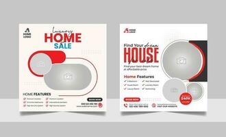réel biens propriété vente social médias Publier ensemble, moderne maison vente bannière, carré prospectus, unique conception modèle. vecteur