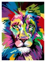 Lion portrait pop art illustration vecteur