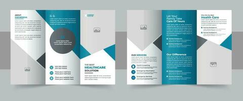 moderne médical clinique à trois volets brochure mise en page, médical ou soins de santé à trois volets brochure modèle vecteur
