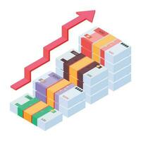un isométrique icône de croissance une analyse vecteur