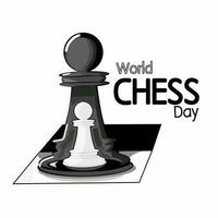 monde échecs jour, une vecteur image de une noir pièce moulage une ombre sur le blanc pièce dans de face de il. parfait pour logos ou couvertures.