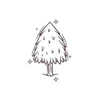 main tiré pin arbre. griffonnage vecteur esquisser illustration