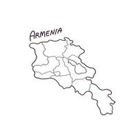 main tiré griffonnage carte de Arménie. vecteur illustration