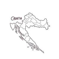 main tiré griffonnage carte de Croatie. vecteur illustration
