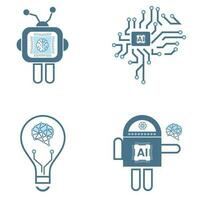 groupes de quatre artificiel intelligence ligne Icônes, 4 La technologie symboles notions, et 9 cybernétique Icônes, ai, La technologie vecteur, illustration conception vecteur