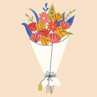 bouquet de fleurs. bien pour salutation cartes ou invitation conception, floral affiche. vecteur