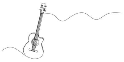 continu Célibataire un ligne de guitare isolé sur blanc Contexte. vecteur