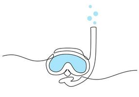 nager plongée en apnée des lunettes de protection un ligne dessin continu main tiré vecteur