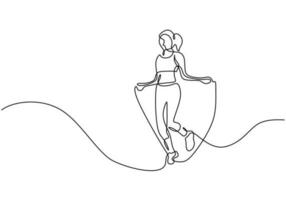 un ligne dessin femme saut sport thème. continu main tiré vecteur