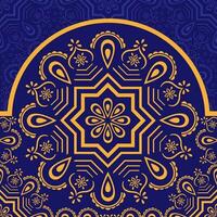 islamique mandala modèle avec papercut effet Contexte et Couleur combinaison foncé bleu et Jaune vecteur
