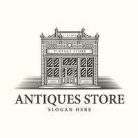 antiquités boutique ancien logo vecteur
