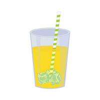 citron jus dans une verre avec la glace et paille vecteur