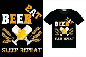 Bière T-shirt conception Bière manger sommeil répéter vecteur