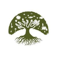 racine feuille famille arbre de la vie chêne banian érable timbre joint emblème étiquette logo vecteur