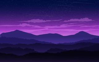 paysage de ciel nocturne de montagne vecteur