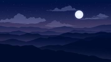 nuit au clair de lune de montagne vecteur