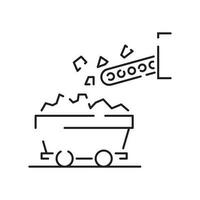 minin ligne icône. extraction de minéraux dans le mien et surface. Puissance et énergie production, électrique industrie, monde écologie conservation, charbon exploitation minière minéraux. illustration, symbole, signe. vecteur