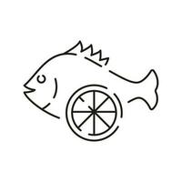 mer nourriture ligne icône. vecteur poisson restaurant et blanc Viande. plat illustration.