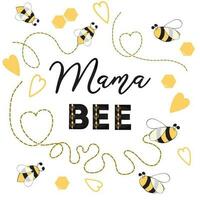 bébé douche invitation modèle avec texte maman abeille décoré abeille, cœur ruche mignonne carte conception pour les filles garçons avec les abeilles. vecteur illustration. bannière pour les mères journée félicitations logo symbole signe