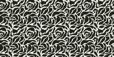 floral matisse feuilles sans couture modèle. tropical incurvé les plantes dans noir couleur. abstrait contemporain répéter Contexte dans vecteur. les plantes main tiré dans minimal style pour textile tissu, fond d'écran impression vecteur