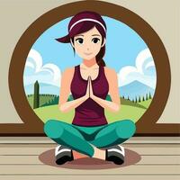 yoga, aptitude, femelle yoga, fille aptitude, vecteur