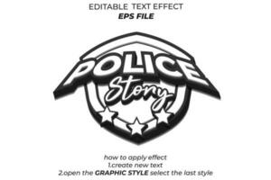 police récit texte effet, typographie, 3d texte. vecteur modèle
